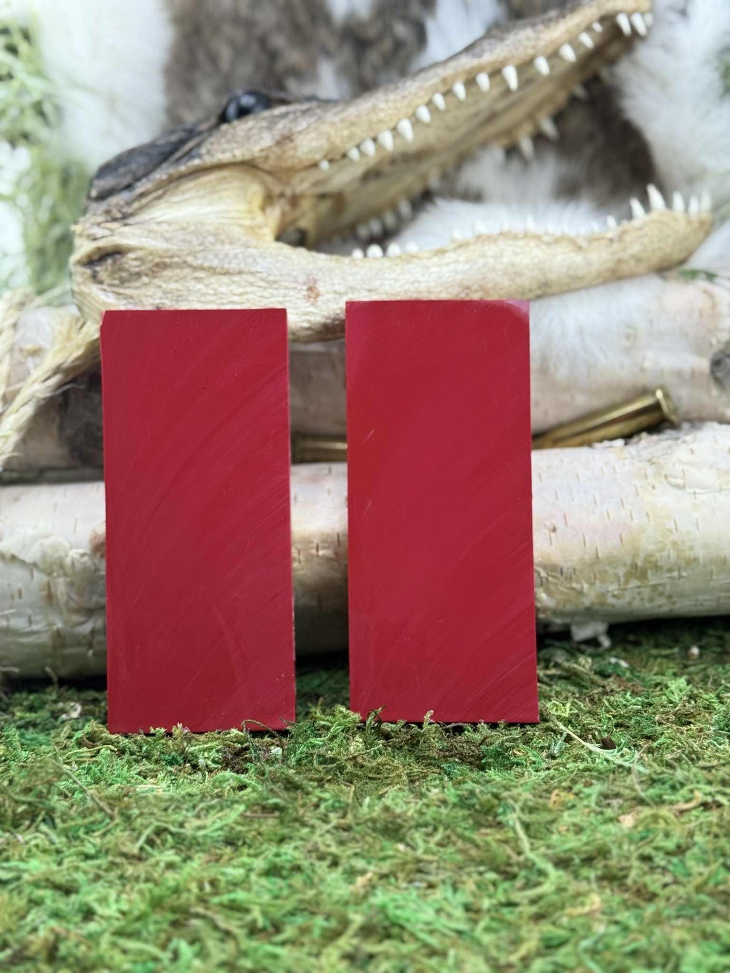 Coral Red stone Knife Handle Inlay Pair: Artisan Knife Scale Material