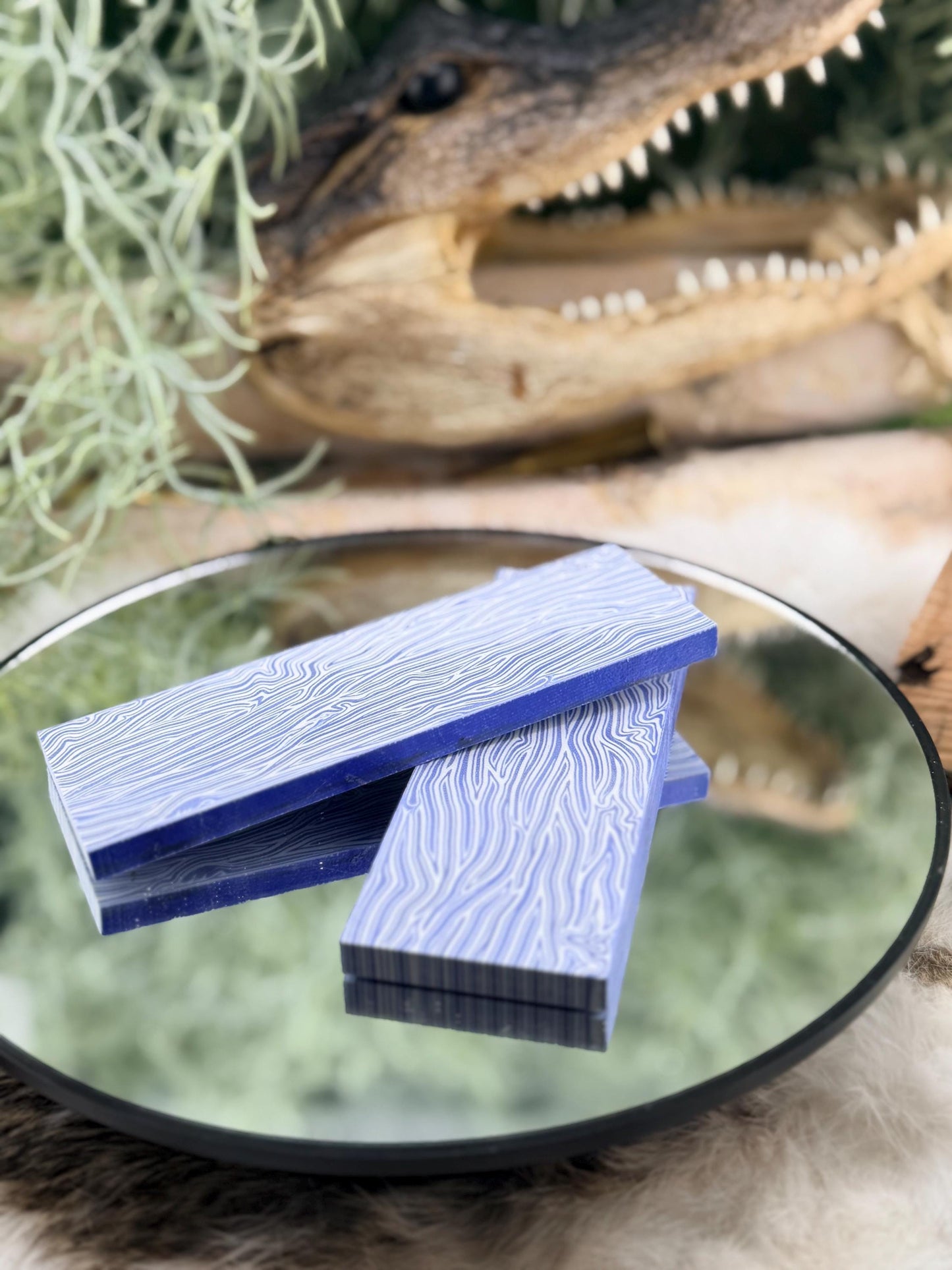Blue White G10 Knife Scales – Layered Composite Handle Material Slabs