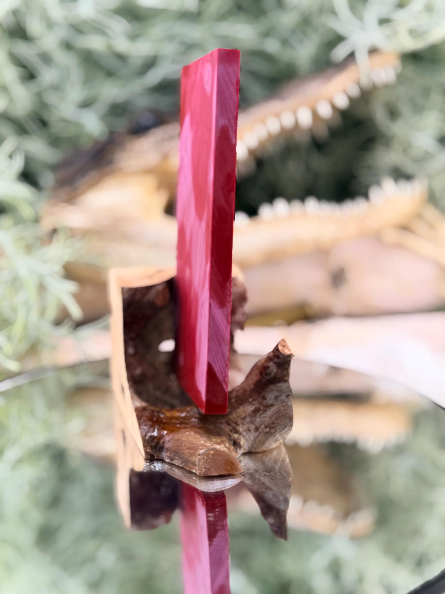 Coral Red stone Knife Handle Inlay Pair: Artisan Knife Scale Material