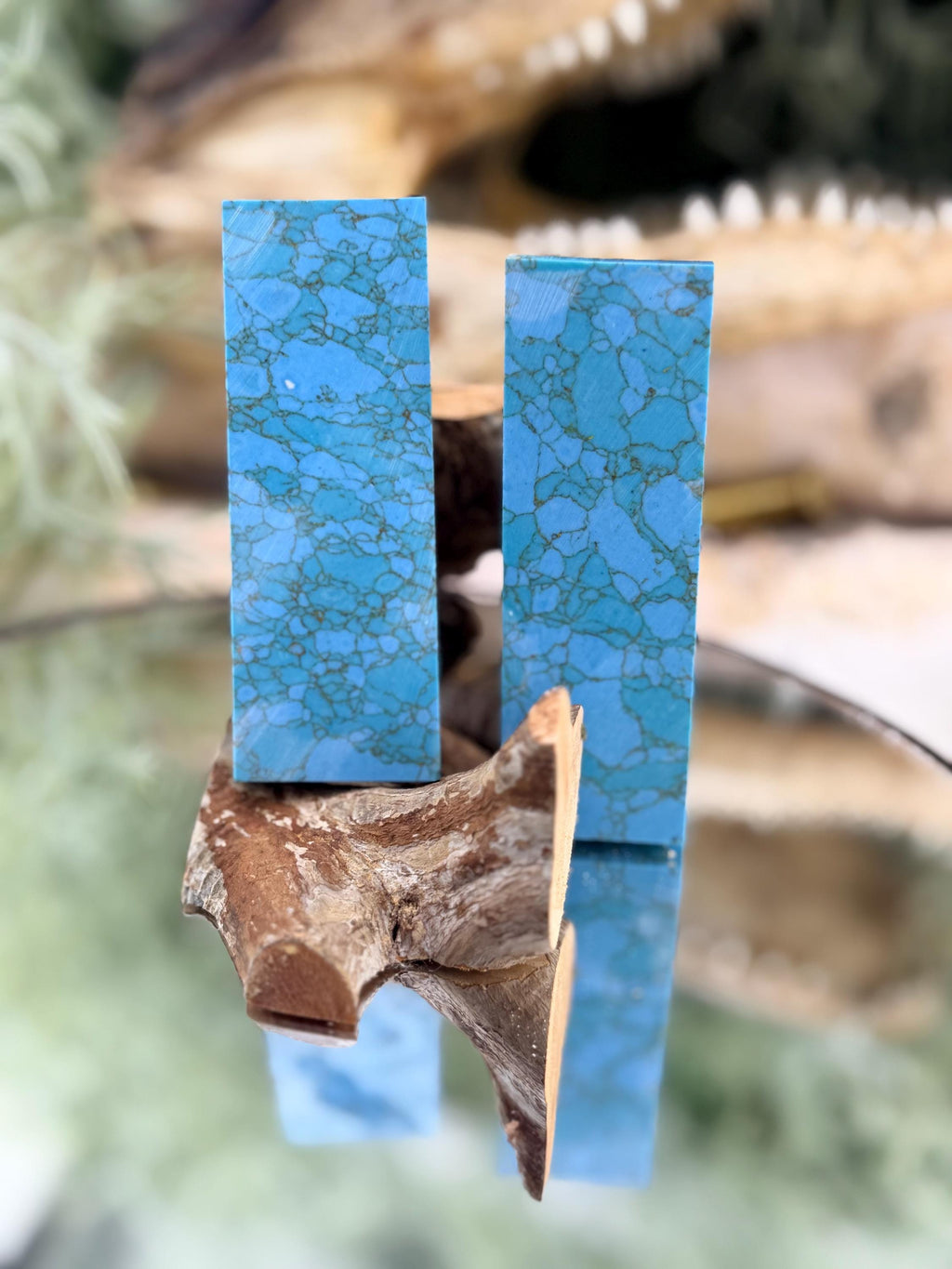 Turquoise stone Knife Handle Inlay Pair: Artisan Knife Scale Material