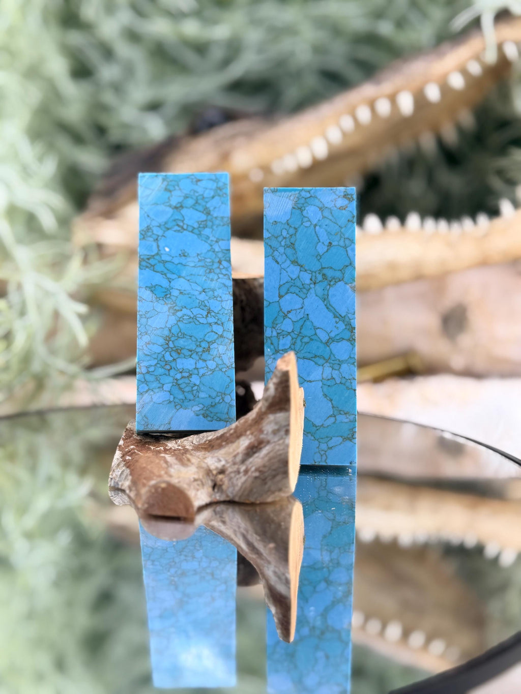Turquoise stone Knife Handle Inlay Pair: Artisan Knife Scale Material