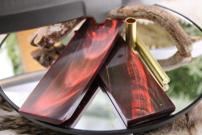 DIY Knife Making Kit3: Sheep Foot Blade, Red Buffalo Horn Scales, Brass Hardware, Sheath