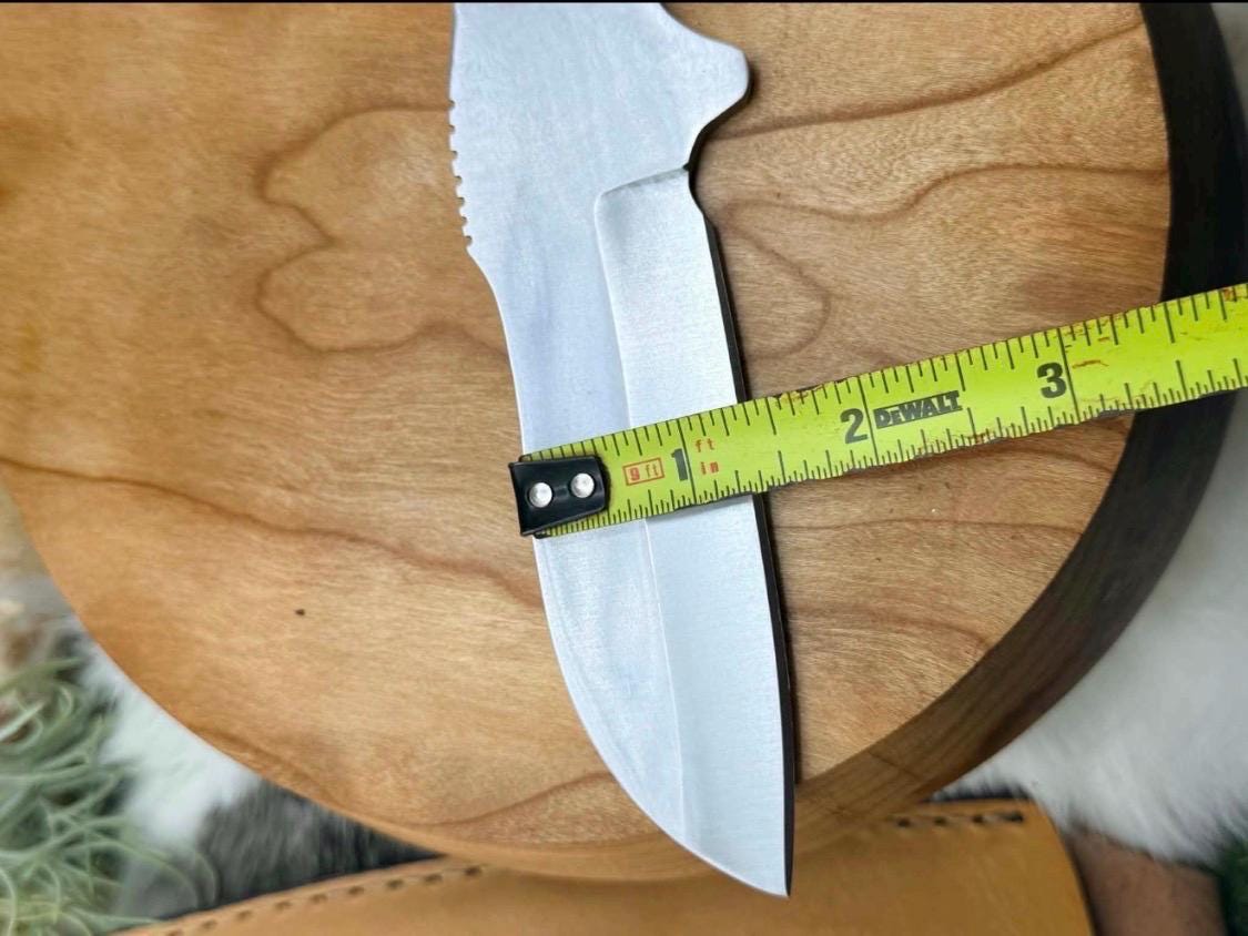 DIY Knife Making Kit2: Sheep Foot Blade, Aged Camel Bone Scales, Mosaic Pins, Sheath