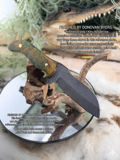 DIY Knife Making Kit2: Sheep Foot Blade, Aged Camel Bone Scales, Mosaic Pins, Sheath