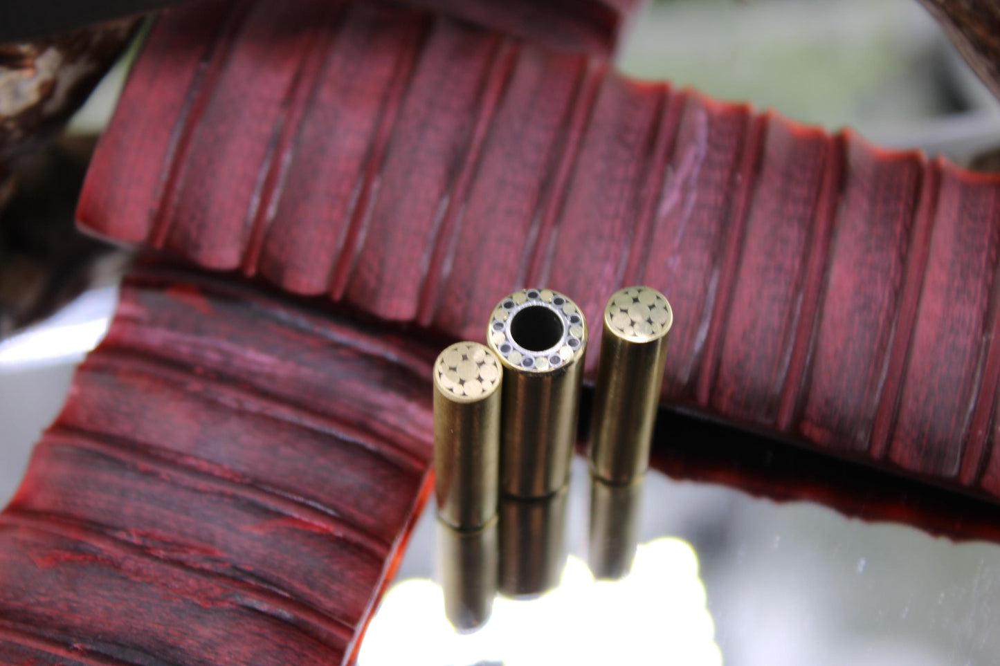 DIY Clip Point Hunter Knife Kit4: Red Camel Bone Scales, Mosaic Pins, Sheath