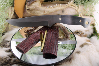 DIY Clip Point Hunter Knife kit6 Stag Jigged Red Camel Bone Scales Pins Sheath