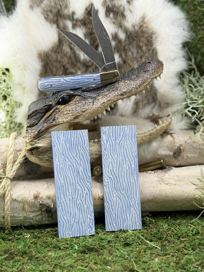 Blue White G10 Knife Scales – Layered Composite Handle Material Slabs
