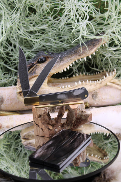 San Mai Trapper Knife Making Kit 20: Japanese 420HC Blade, Buffalo Horn Scales, Pins