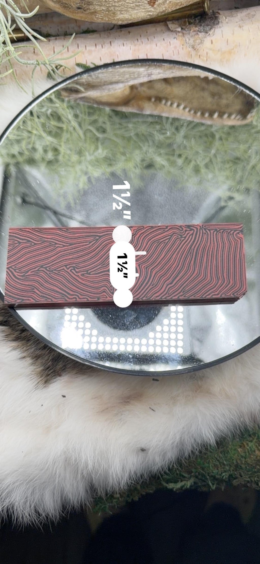 Red Black Damascus G10 Knife Scales – Textured Composite Handle Material