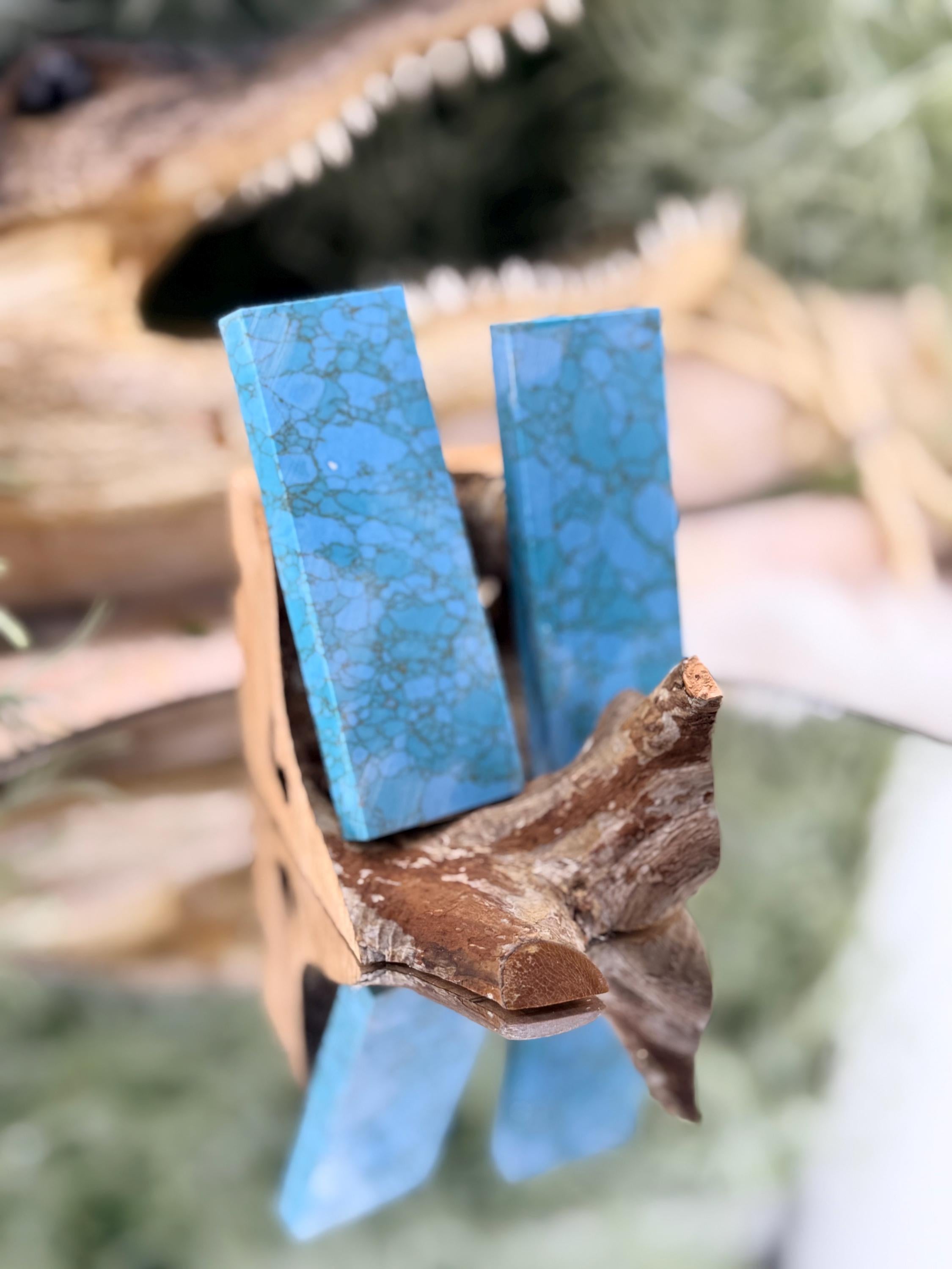 Turquoise stone Knife Handle Inlay Pair: Artisan Knife Scale Material