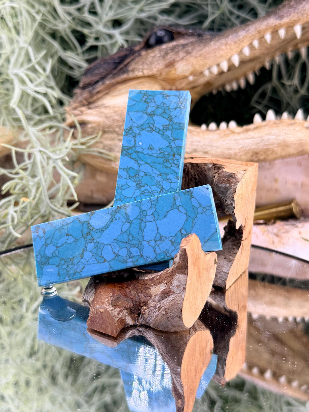 Turquoise stone Knife Handle Inlay Pair: Artisan Knife Scale Material