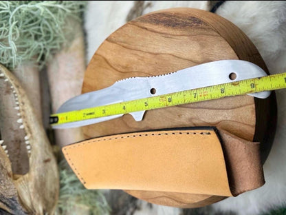 DIY Knife Making Kit2: Sheep Foot Blade, Aged Camel Bone Scales, Mosaic Pins, Sheath