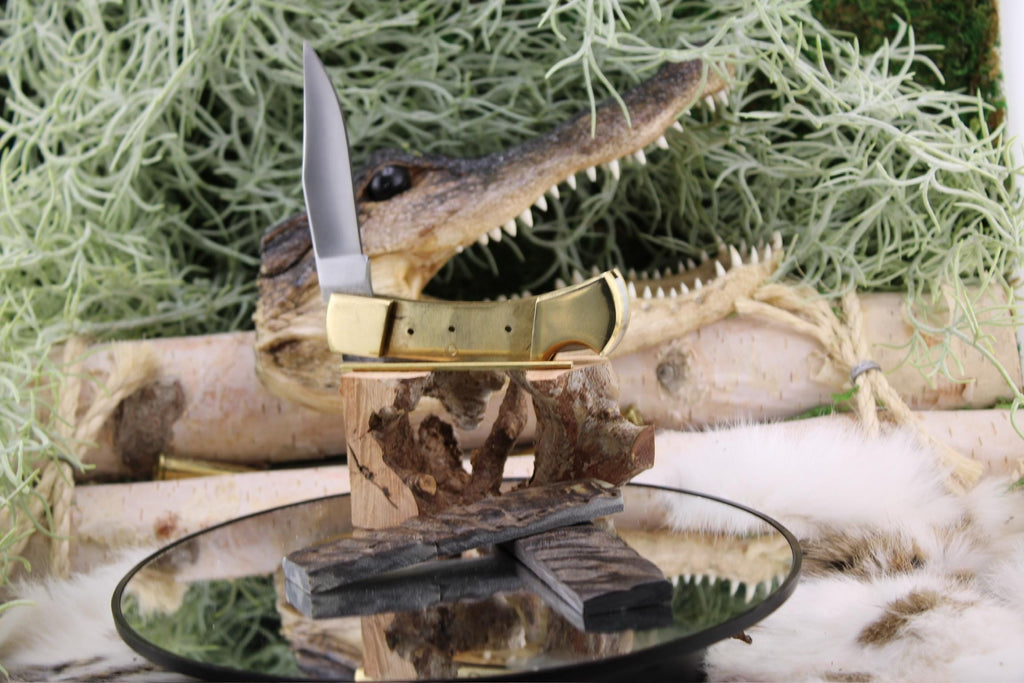 DIY Lock Back Folder Knife Kit30: Japanese Blade, Ram Horn Scales, Brass Pins