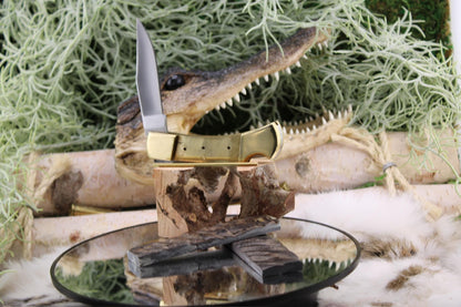 DIY Lock Back Folder Knife Kit30: Japanese Blade, Ram Horn Scales, Brass Pins