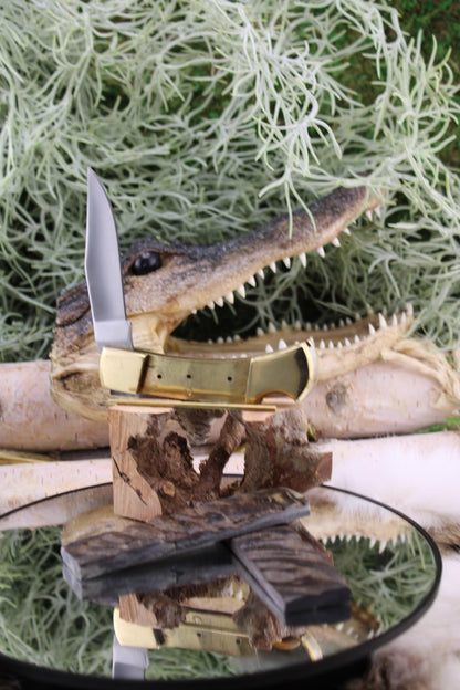 DIY Lock Back Folder Knife Kit30: Japanese Blade, Ram Horn Scales, Brass Pins