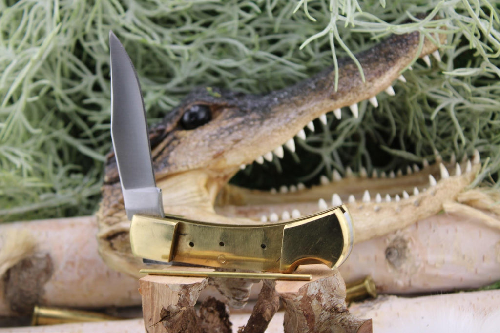 Lock Back Folder Knife Making Kit25: Japanese Blade, Turquoise Stone Scales, Brass Pins