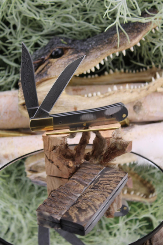 San Mai Japanese Knife Making Kit24: Ram Horn Scales, Brass Pins, 420HC Blade