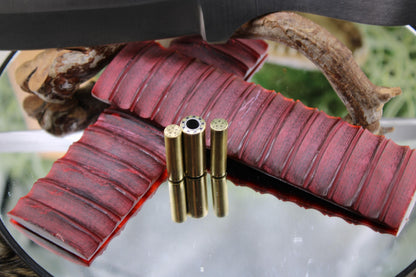 DIY Clip Point Hunter Knife Kit4: Red Camel Bone Scales, Mosaic Pins, Sheath