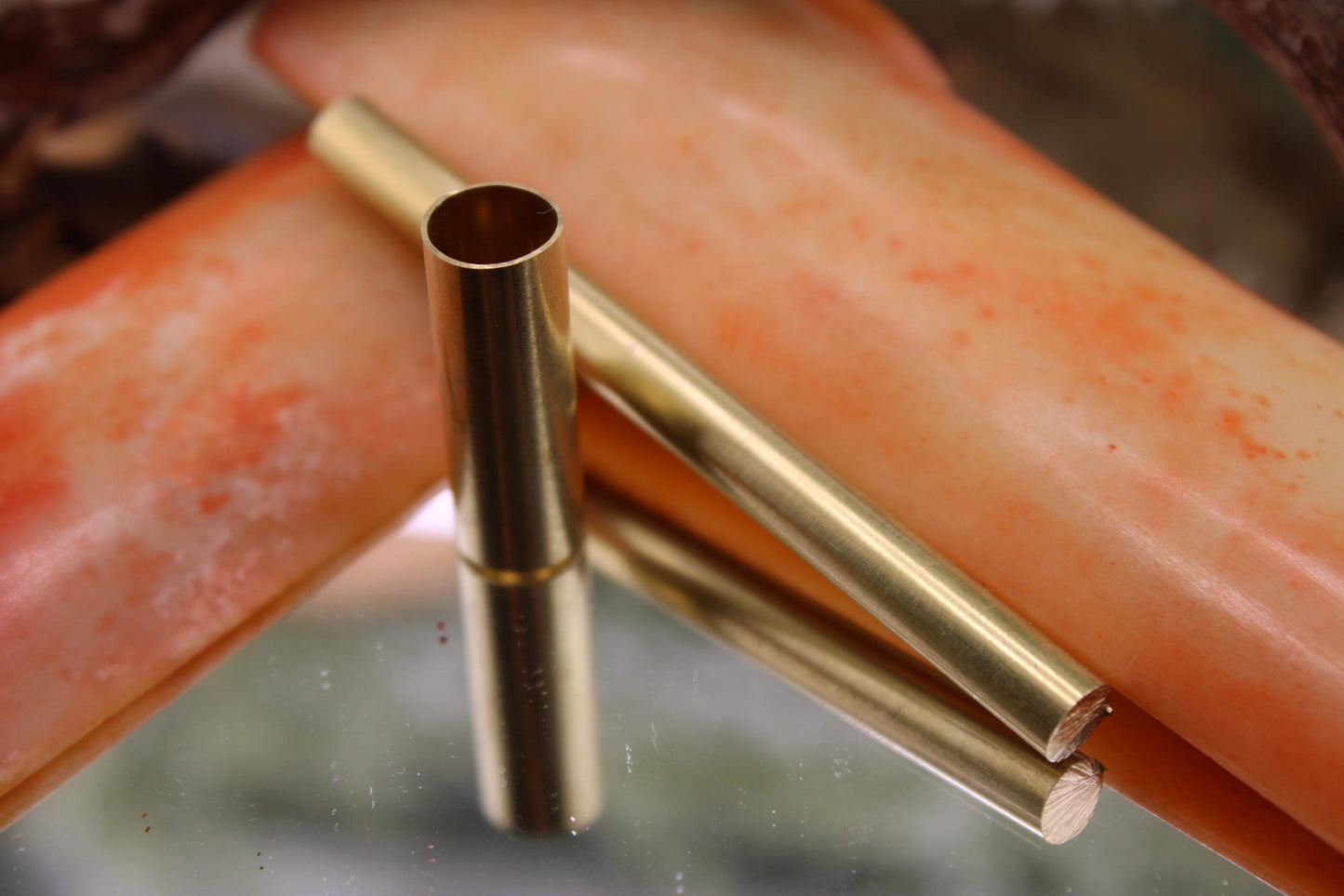 DIY Clip Point Hunter Knife Kit7: Aged Camel Bone, Brass Pins, Sheath Included