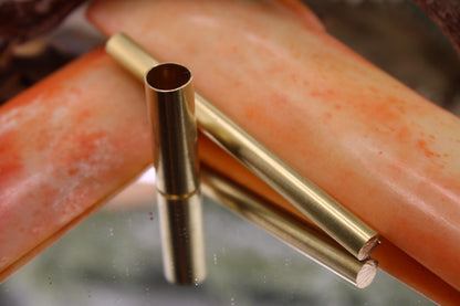 DIY Clip Point Hunter Knife Kit7: Aged Camel Bone, Brass Pins, Sheath Included