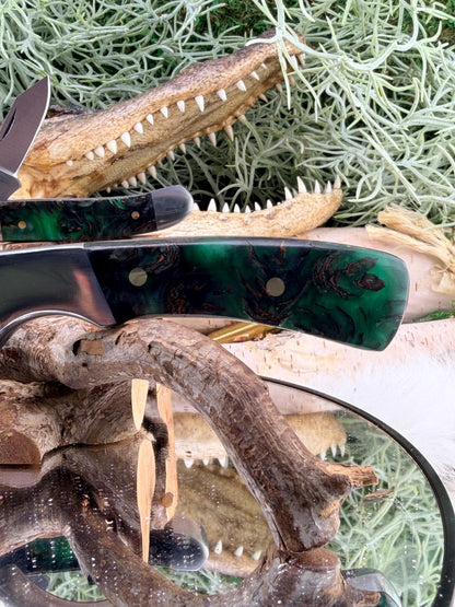 Handmade Red Hand Knives Drop Point and Peanut Pocketknife set