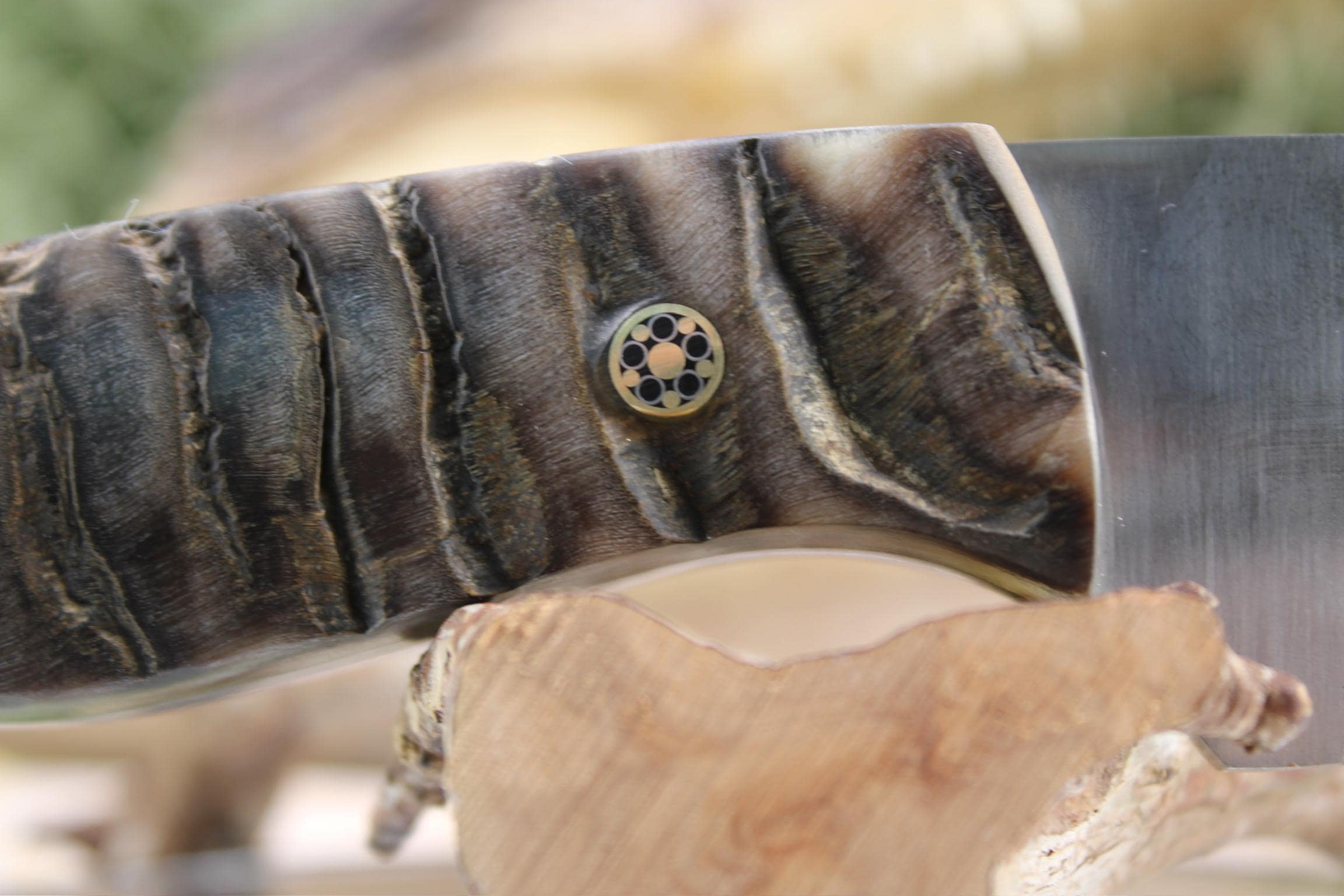 Trailing Point with Black Ram Horn, Mosaic Pins & Lanyard