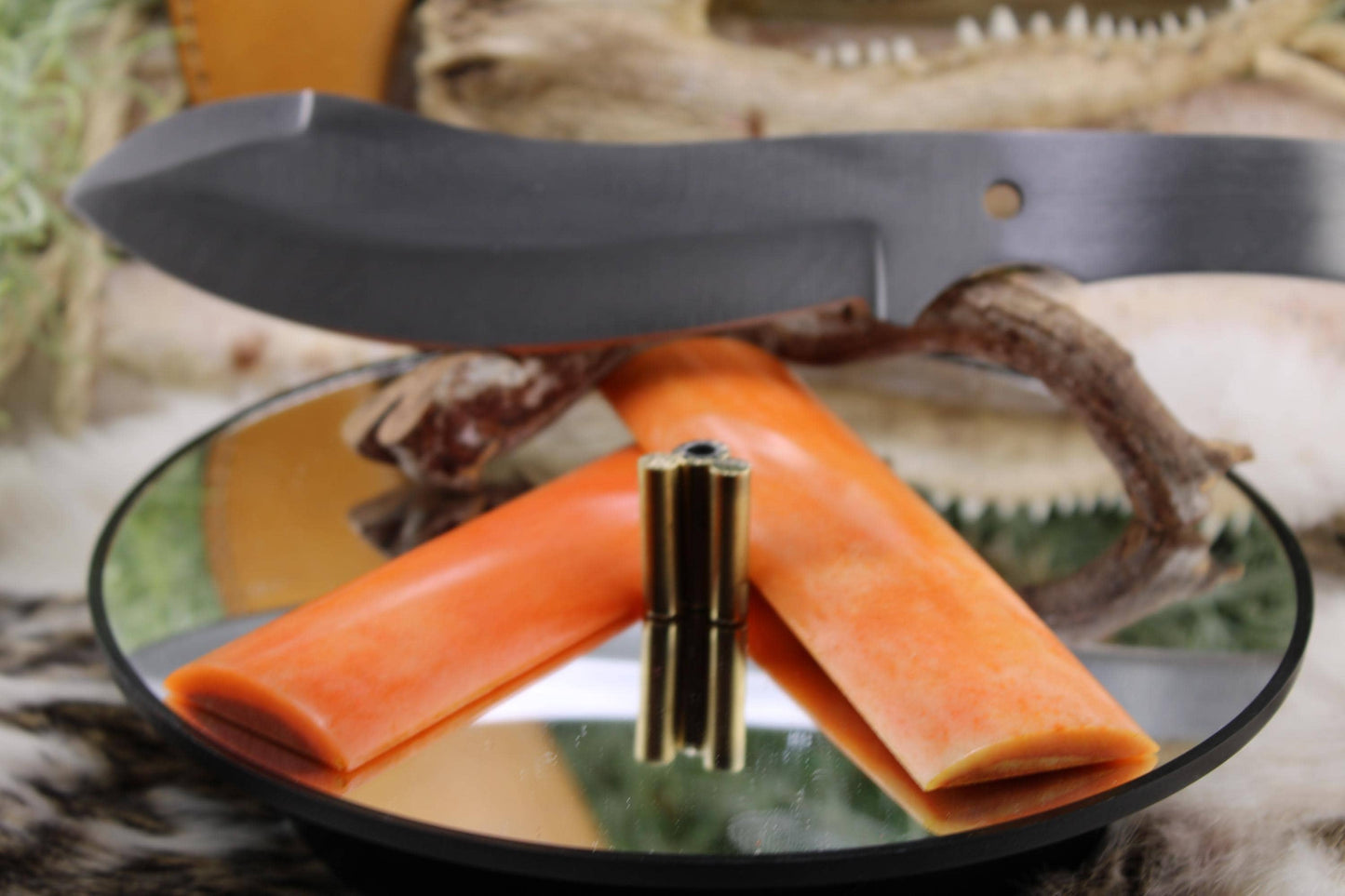 Nesmuk Bushcraft Knife Kit13: Aged Camel Bone Scales, Mosaic Pins, Sheath