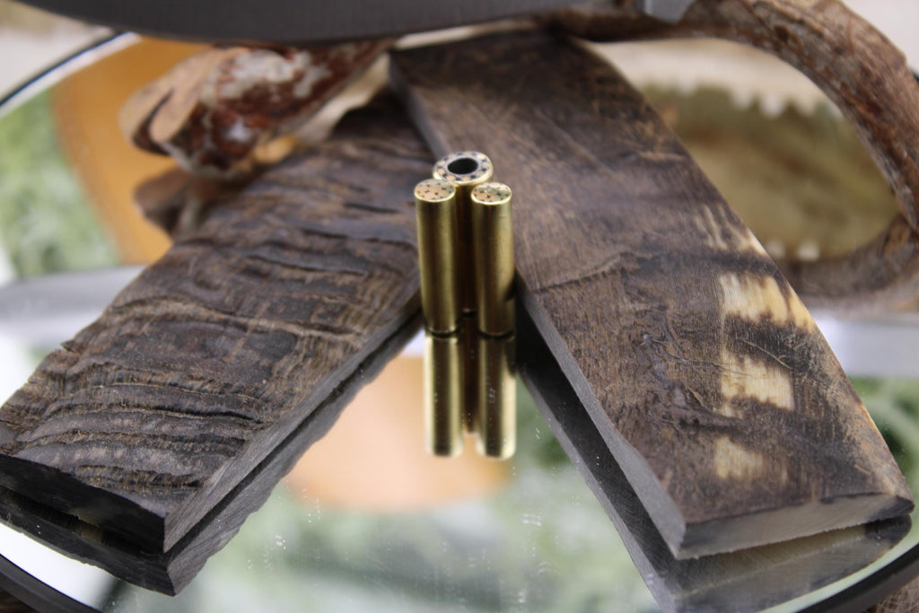 Nesmuk Bushcraft Knife Kit14: Black Ram Horn Scales, Mosaic Pins, Sheath