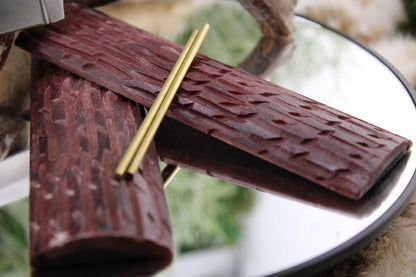 DIY Knife Making Kit15: Harpoon Hunter Blade, Stag Jigged Red Bone Scales, Brass Pins