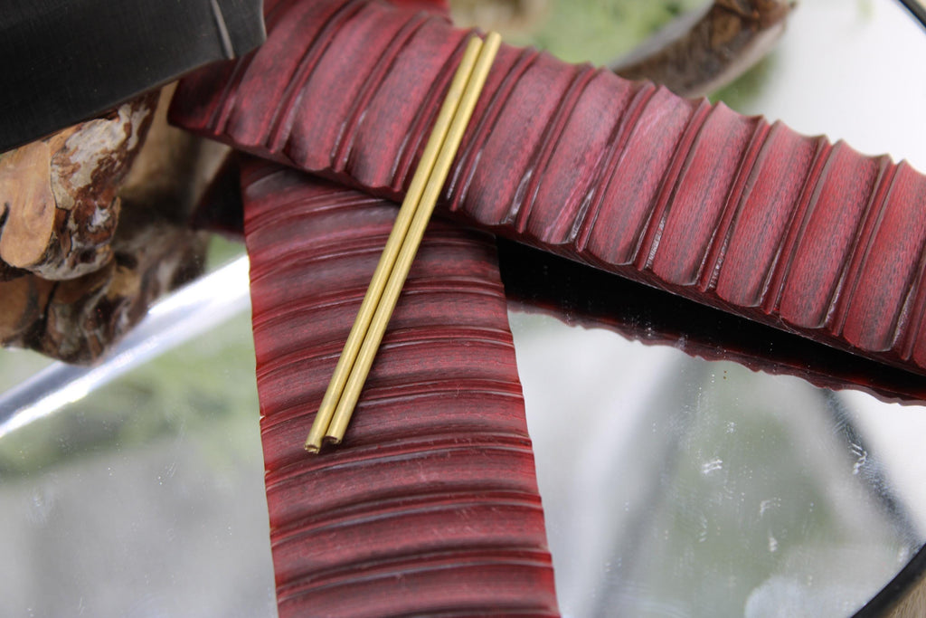 Harpoon Hunter Knife Making Kit16: Red Bone Scales, Brass Pins, Sheath  Stormwind Supply
