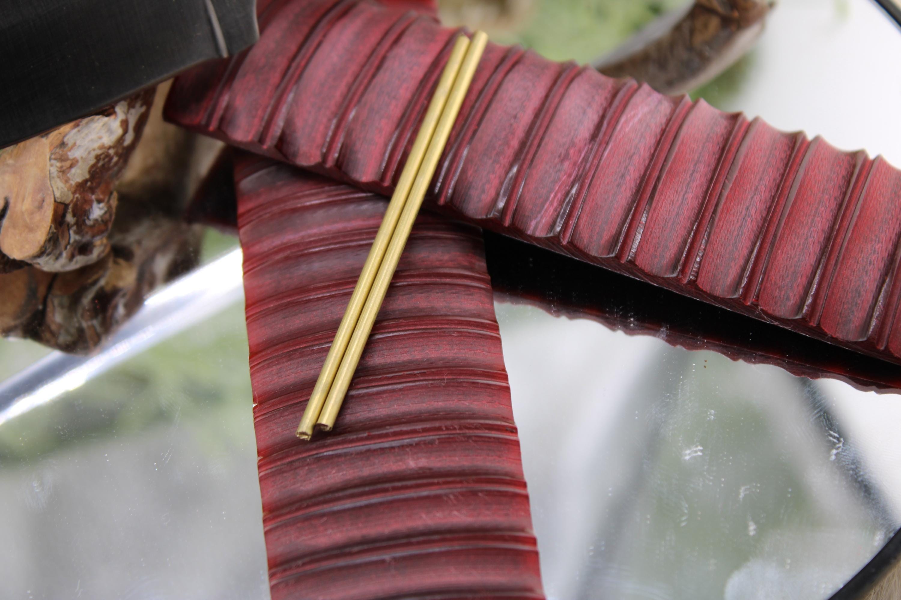 Harpoon Hunter Knife Making Kit16: Red Bone Scales, Brass Pins, Sheath  Stormwind Supply