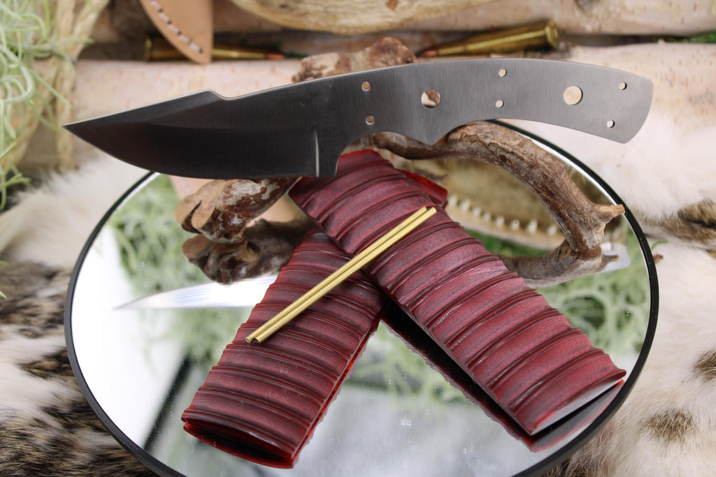 Harpoon Hunter Knife Making Kit16: Red Bone Scales, Brass Pins, Sheath  Stormwind Supply