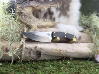 DIY Knife Making Kit18: Harpoon Hunter Blade, Aged Camel Bone, Mosaic Pins, Sheath