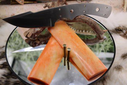 DIY Knife Making Kit18: Harpoon Hunter Blade, Aged Camel Bone, Mosaic Pins, Sheath