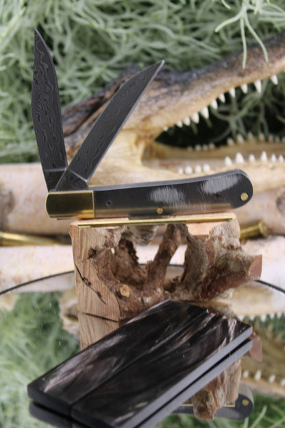 San Mai Trapper Knife Making Kit 20: Japanese 420HC Blade, Buffalo Horn Scales, Pins
