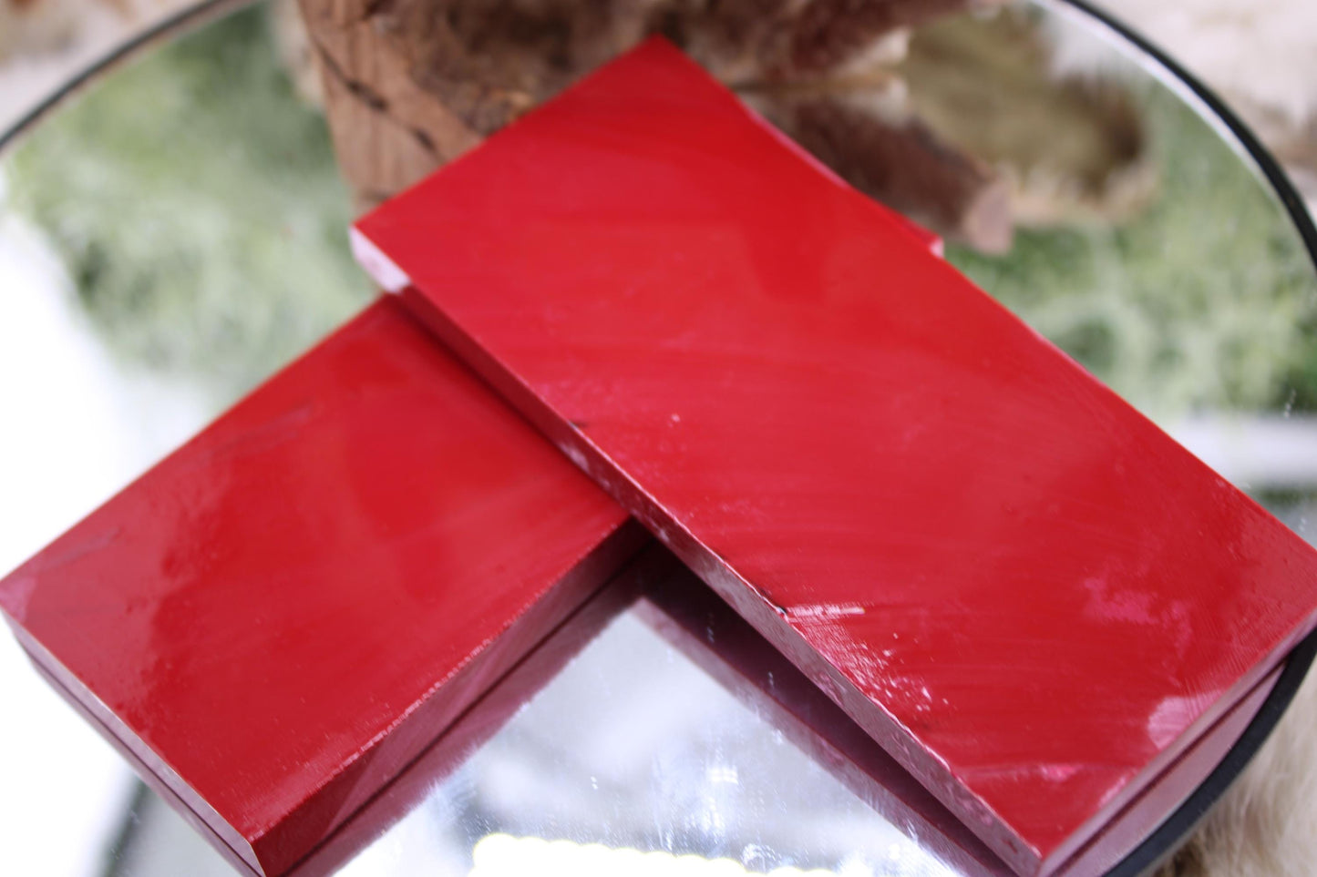DIY Knife Making Kit 22: San Mai Japanese Blade, Coral Red Stone Scales, Brass