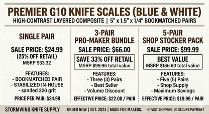 Blue White G10 Knife Scales – Layered Composite Handle Material Slabs