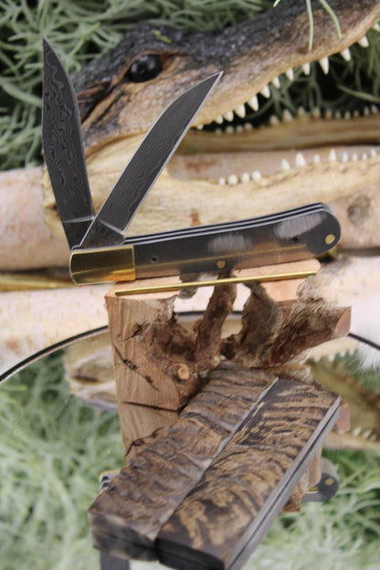 San Mai Japanese Knife Making Kit24: Ram Horn Scales, Brass Pins, 420HC Blade