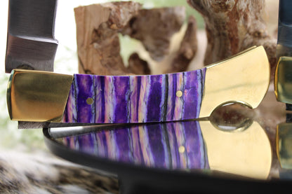 Handmade Red Hand Knives Lockback Purple Dyed M Tooth