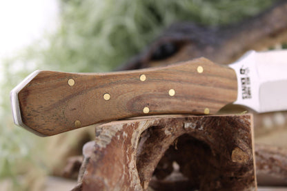 Handmade Red Hand Knives Boot Dagger with Claro Walnut