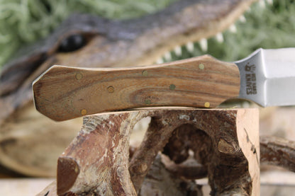 Handmade Red Hand Knives Boot Dagger with Claro Walnut