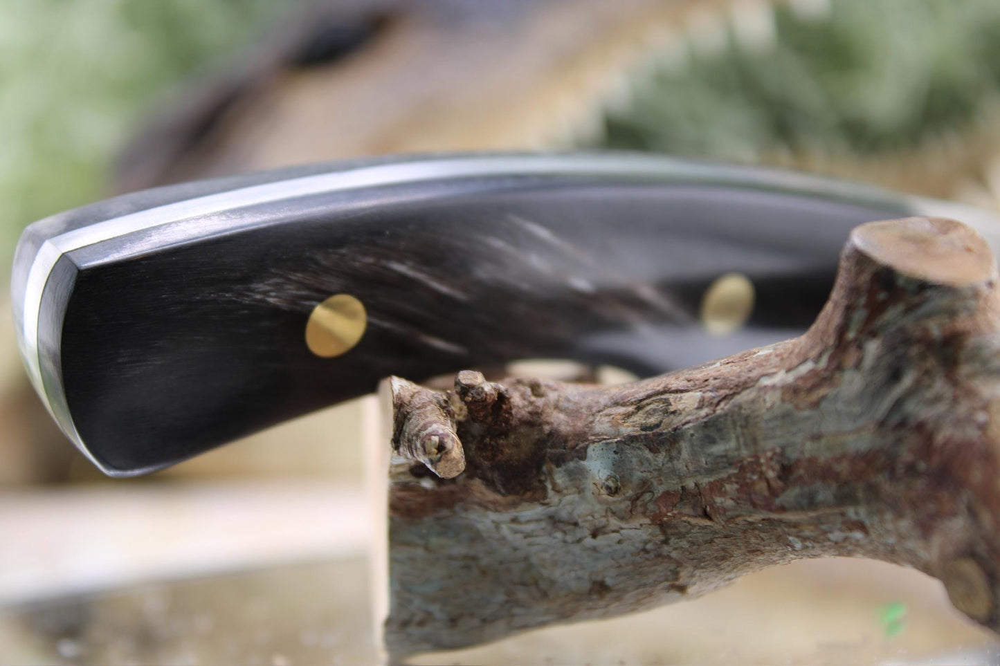 Handmade Red Hand Knives Harpoon Hunter with Black and white Buffalo Horn
