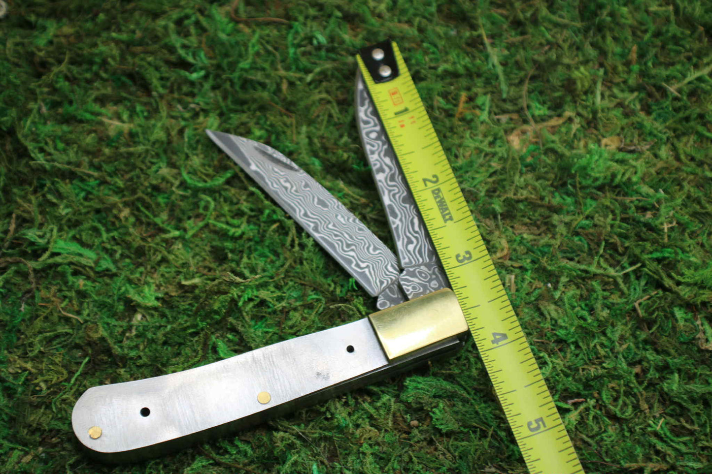 10 of DF1 - San Mai Damascus trapper folding pocket knife Blade Blank.