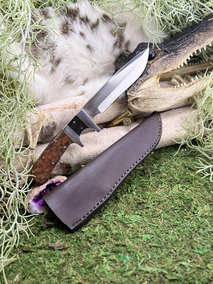 Completed sub hilt fighter with buffalo horn and amboyna burl handle