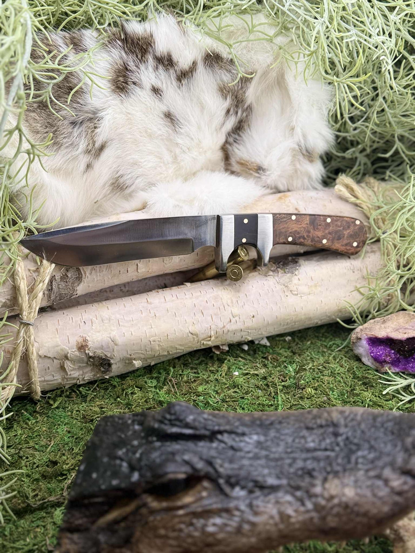 Completed sub hilt fighter with buffalo horn and amboyna burl handle